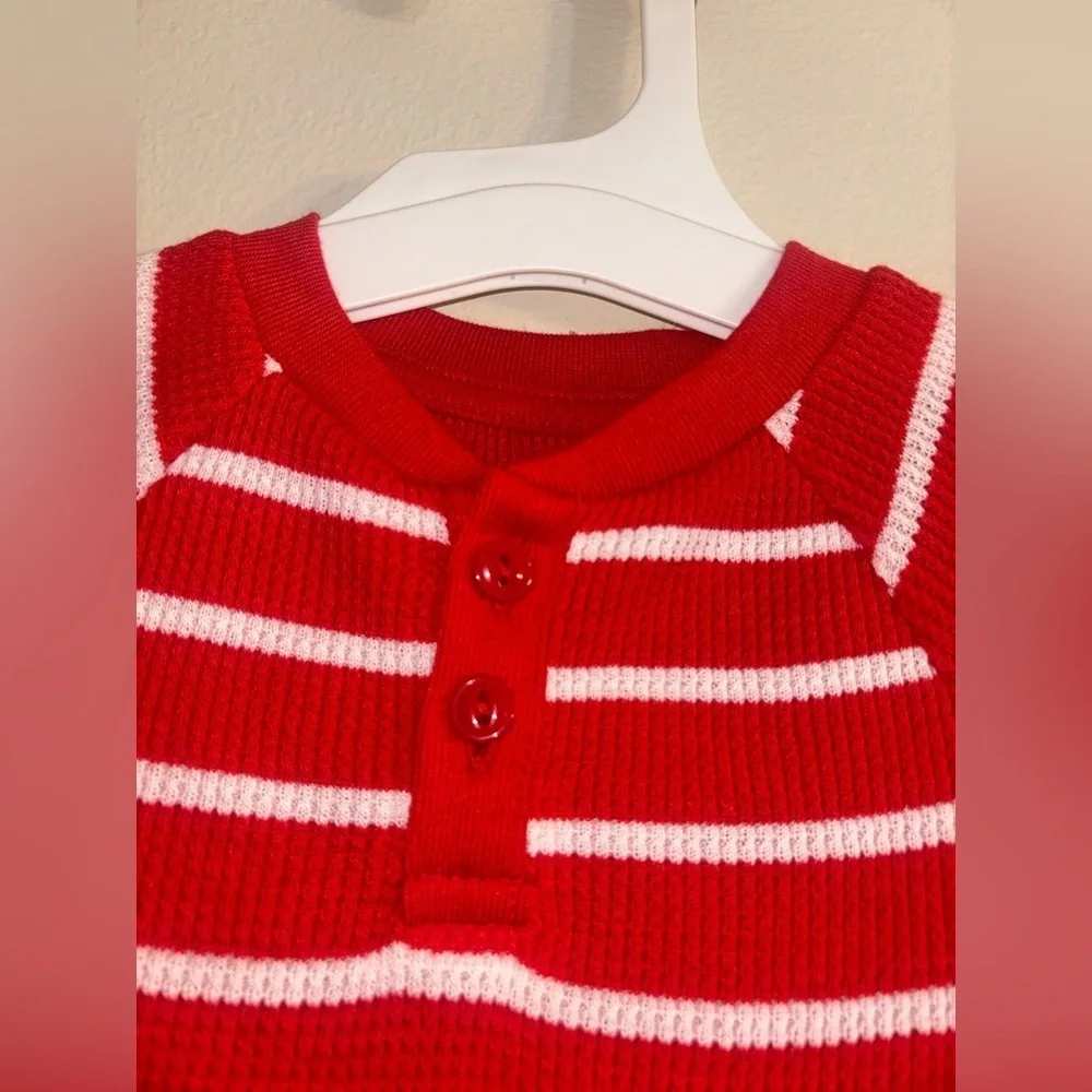 Wondershop 6-9 Months Red White Stripe Long Sleeve Romper